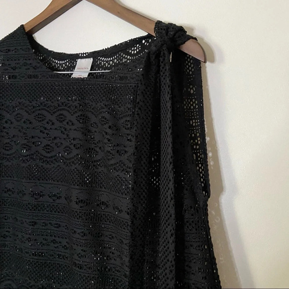 Swim Cover Dress Swimsuit Mesh Cover Open Knit Asymmetrical Lace Size Medium - Picture 2 of 10